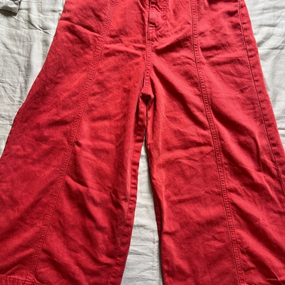 Universal Thread- Women’s Cropped Sleeveless Denim Jumpsuit Red Size 2 - Picture 5 of 11
